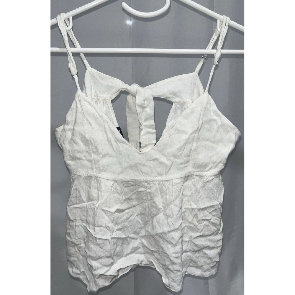 Brandy Melville White Knotted Back Tie Blouse Cotton Sleeveless Cami Top OS